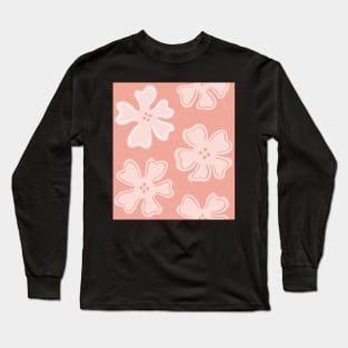 Monochrome Pattern of tangerine button flowers on pink Long Sleeve T-Shirt